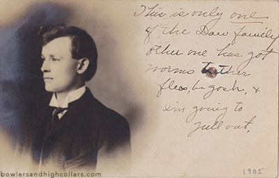 Cryptic message on front of RPPC. Personal Collection.