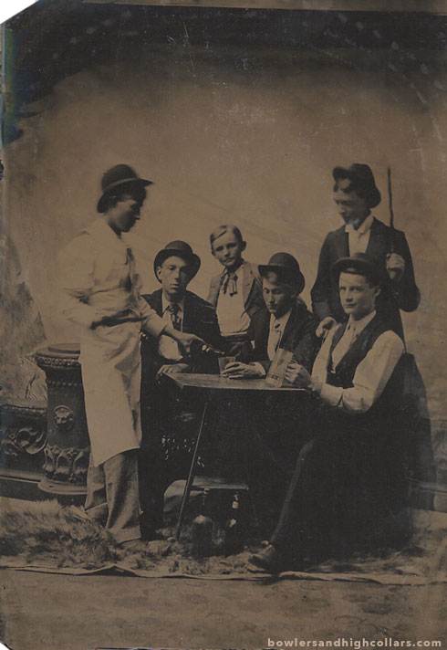 Barkeep serving group. Tintype. Private Collection.