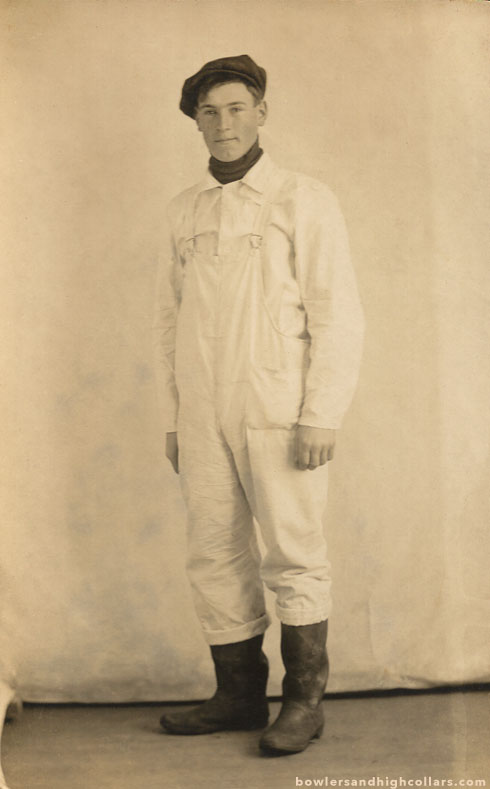 Handsome smiling Canadian worker. RPPC. Private Collection.