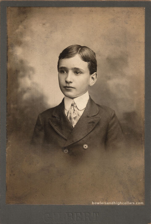 Portrait of young boy by GILBERT. Cabinet card. Private Collection.