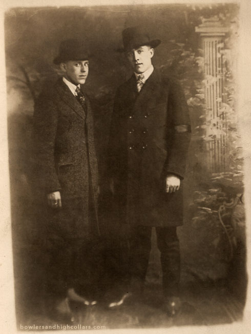 man with mourning black armband. RPPC. Private Collection.