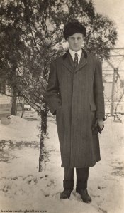 Raymond in the snow. RPPC. Private collection.