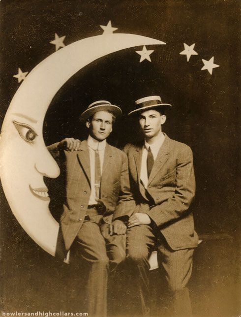Paper moon duo. RPPC. Private Collection.