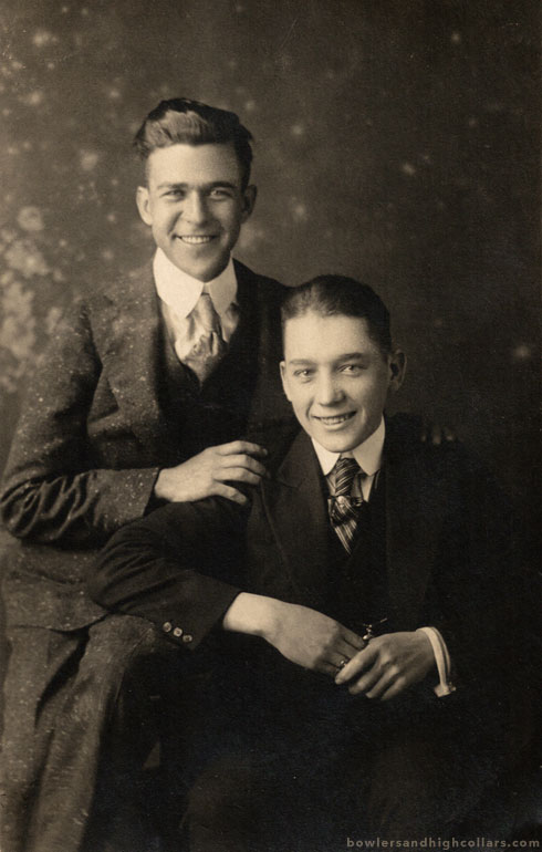 Two smiling buddies. RPPC. Private Collection.