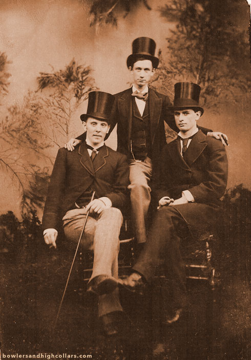 Trio in top hats. Tintype. Private Collection.