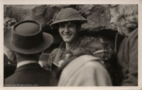 Smiling WWII soldier. RPPC. Private Collection.
