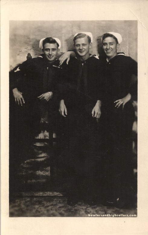 Three sailors. RPPC. Private Collection. 