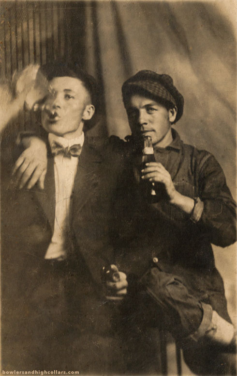 The drinking duo. RPPC. Private Collection.
